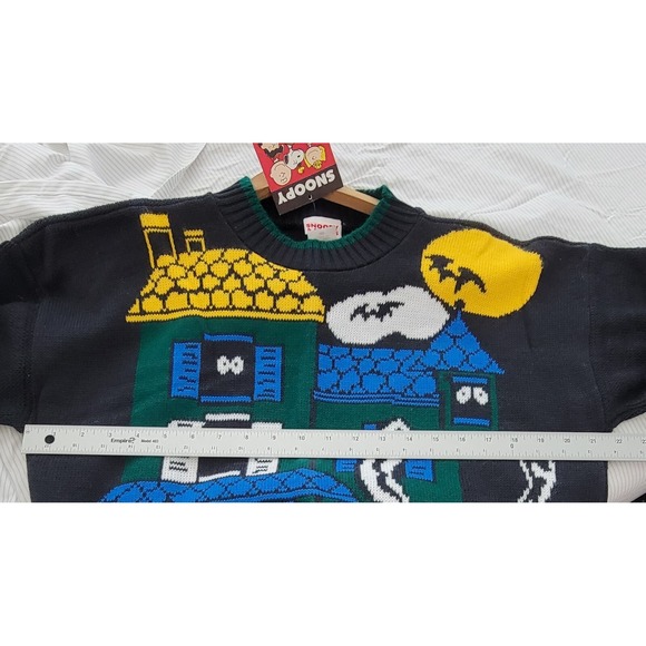 Vintage Snoopy sz Large Halloween Sweater Woodstock BOO‎ Haunted House USA NEW - Picture 8 of 9